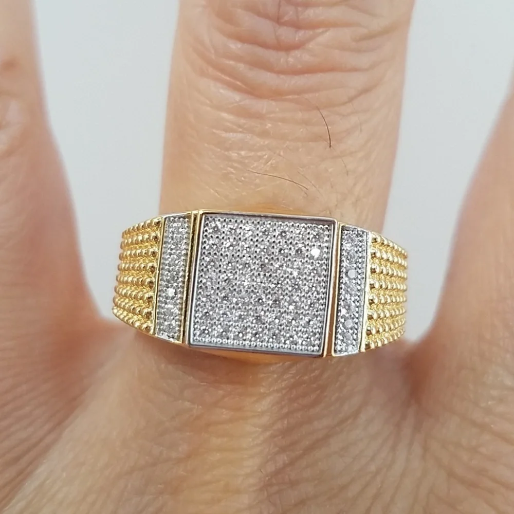 Gold plated men Wedding Band Ring